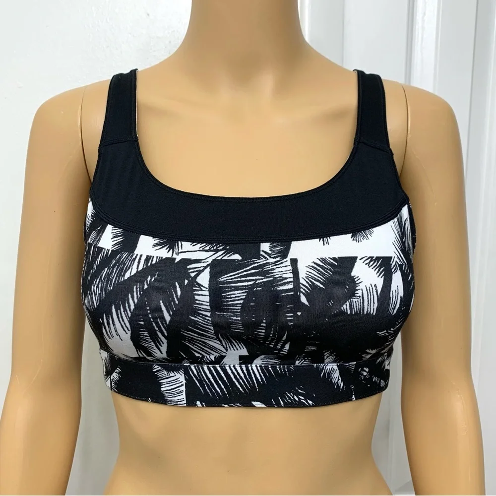 Fabletics High Support Black and White Palms Sports Bra Women’s top size S - Picture 1 of 10